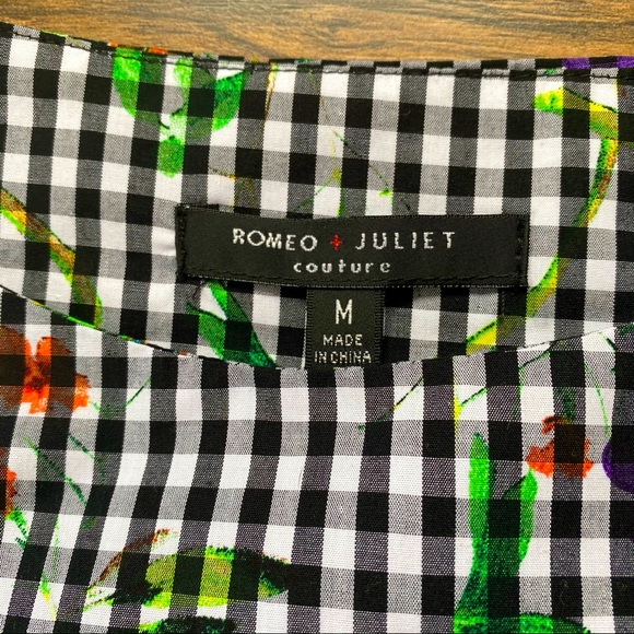 NWT Romeo + Juliet Med Black Gingham Floral Dress - Picture 6 of 7